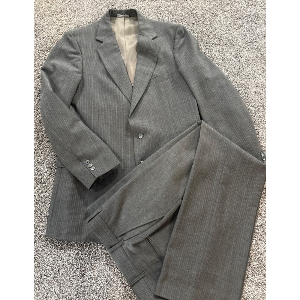 Warren Sewell Mens Grey Pinstripe Vintage Wool Suit Blazer Trousers 42R USA Made
